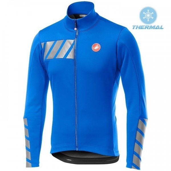 2019 Casteli Raddoppia 2 Blauw Thermal Wielershirt Lange Mouw 969ZCBY