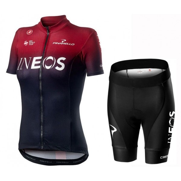 2019 INEOS Team Rood Dames's Fietskleding Set Wielershirt Korte Mouw+Korte Fietsbroeken Bib 431VEUM