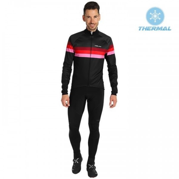 2019 Nalini Warm 2.0 Zwart-Rood Thermal Fietskleding Set Wielershirts Lange Mouw+Lange Wielrenbroek Bib 504GFVE