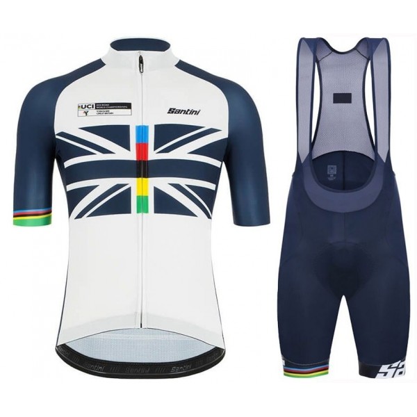 2019 Santini Tour De England Fietskleding Set Fietsshirt Met Korte Mouwen+Korte Koersbroek Bib 995SKJT