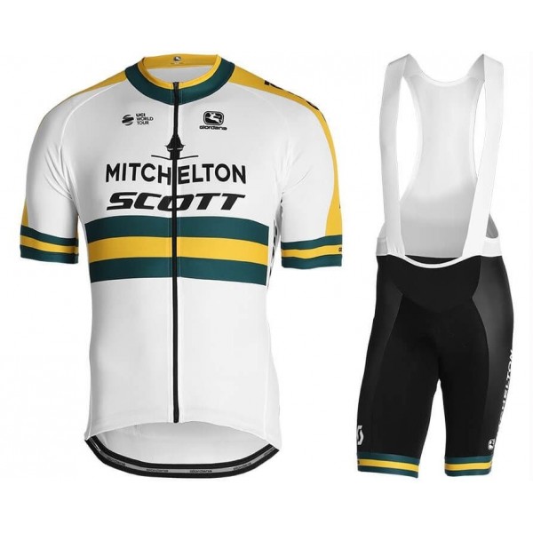 2019 Scott Mitchelton Austria Champion Fietskleding Set Fietsshirt Met Korte Mouwen+Korte Koersbroek Bib 438XDDG