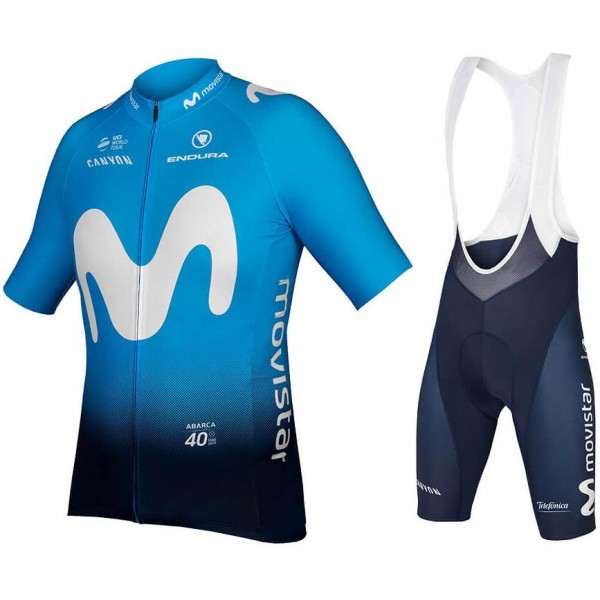 MOVISTAR TEAM 2019 Fietskleding Set Wielershirt Korte Mouw+Korte Fietsbroeken Bib