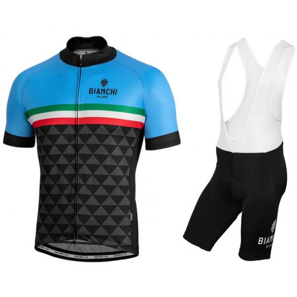 BIANCHI MILANO Codigoro Blue Fietskleding Set Wielershirt Korte Mouw+Korte Fietsbroeken Bib