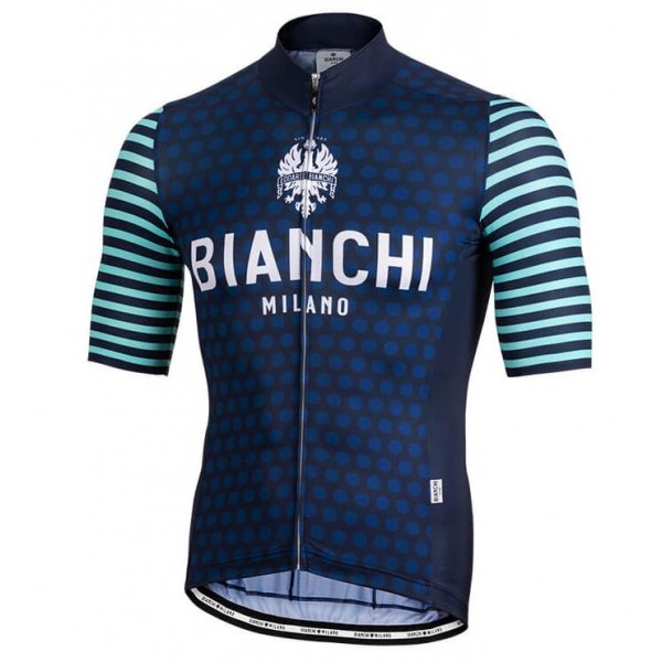 BIANCHI MILANO Davoli Blue Wielershirt Korte Mouw