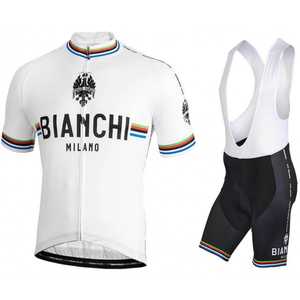 BIANCHI MILANO New Pride White Fietskleding Set Wielershirt Korte Mouw+Korte Fietsbroeken Bib