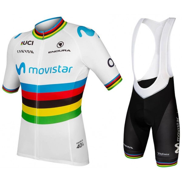 MOVISTAR TEAM World Champion 2019 Fietskleding Set Wielershirt Korte Mouw+Korte Fietsbroeken Bib