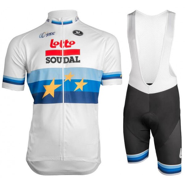 LOTTO SOUDAL European Champion 2019 Fietskleding Set Wielershirt Korte Mouw+Korte Fietsbroeken Bib