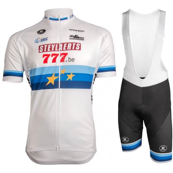 Steylaerts-777 European Champion 2019 Fietskleding Set Wielershirt Korte Mouw+Korte Fietsbroeken Bib