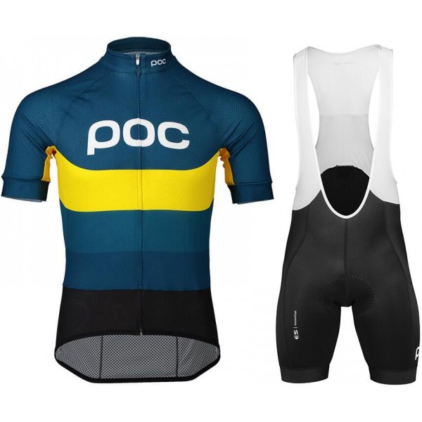 POC Essential Road Logo Yellow Fietskleding Set Wielershirt Korte Mouw+Korte Fietsbroeken Bib