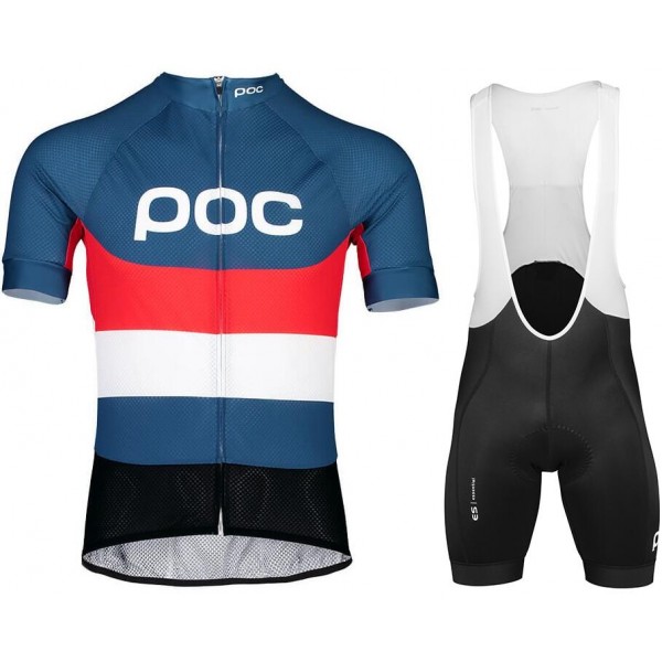 POC Essential Road Logo Red Fietskleding Set Wielershirt Korte Mouw+Korte Fietsbroeken Bib