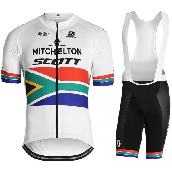 MITCHELTON SCOTT South African Champion 2019 Fietskleding Set Wielershirt Korte Mouw+Korte Fietsbroeken Bib