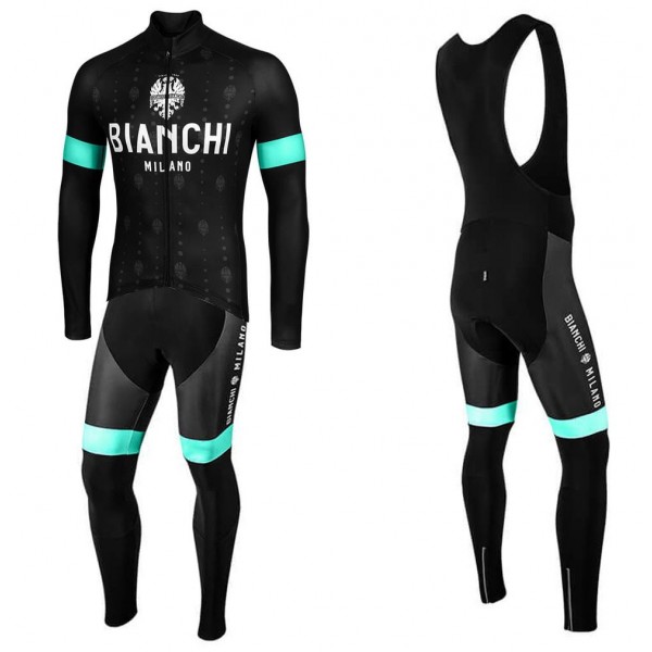 2020 Bianchi YDH Wielerkleding Set Wielershirt Lange Mouw+Lange Fietsbroeken Bib 504DEIO