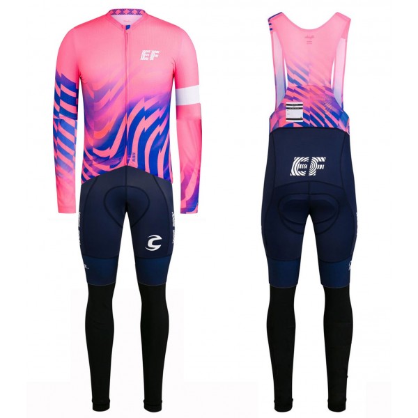 2020 EF Pro Cycling Team Pink Wielerkleding Set Wielershirt Lange Mouw+Lange Fietsbroeken Bib 327FWRG