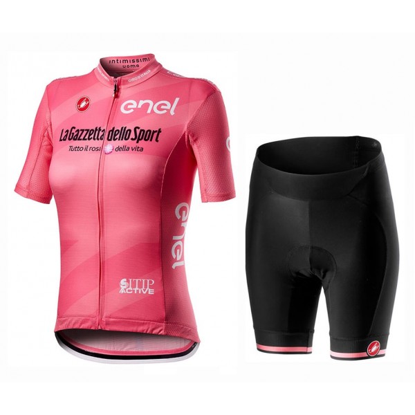 2020 GIRO D'ITALIA Maglia Rosa Dames Fietskleding Set Wielershirt Korte Mouw+Korte Fietsbroeken Bib 763UKMM