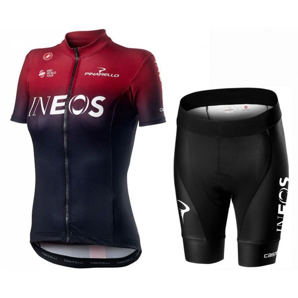 2020 INEOS Team Dames's Fietskleding Set Wielershirt Korte Mouw+Korte Fietsbroeken Bib 755IDPO