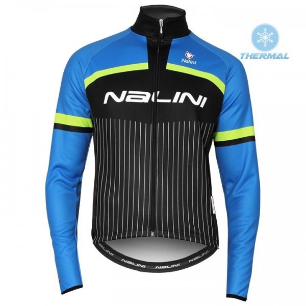 2020 Nalini Thebe Zwart-Blauw Thermal Wielershirt Lange Mouw 202QLTC