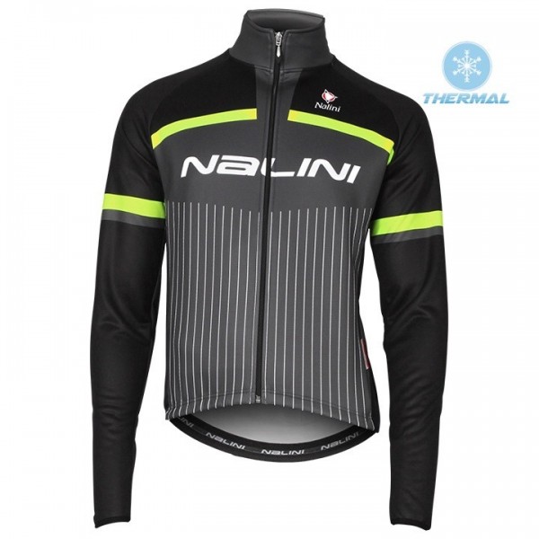 2020 Nalini Thebe Zwart-Geel Thermal Wielershirt Lange Mouw 860RVYY