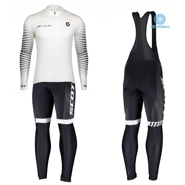 2020 Scott RC Team 1.0 Wit Thermal Fietskleding Set Wielershirts Lange Mouw+Lange Wielrenbroek Bib 325RJYJ