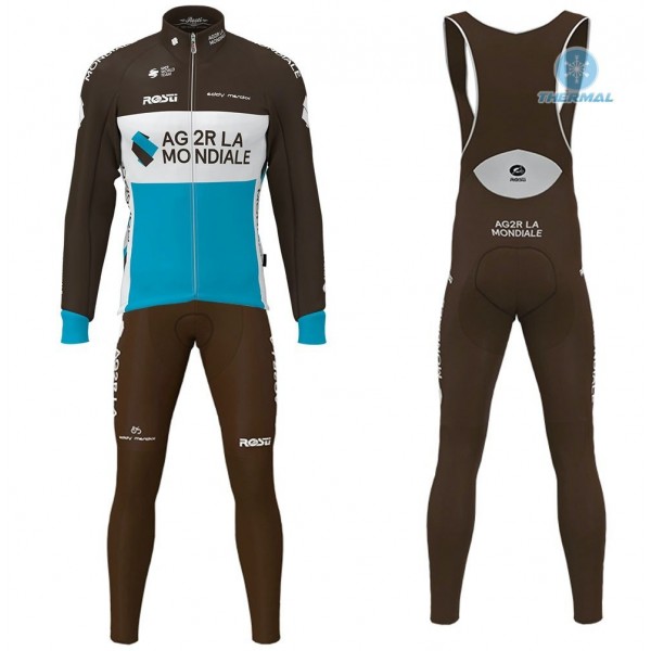 2020 Team AG2R Thermal Fietskleding Set Wielershirts Lange Mouw+Lange Wielrenbroek Bib 644KTKZ