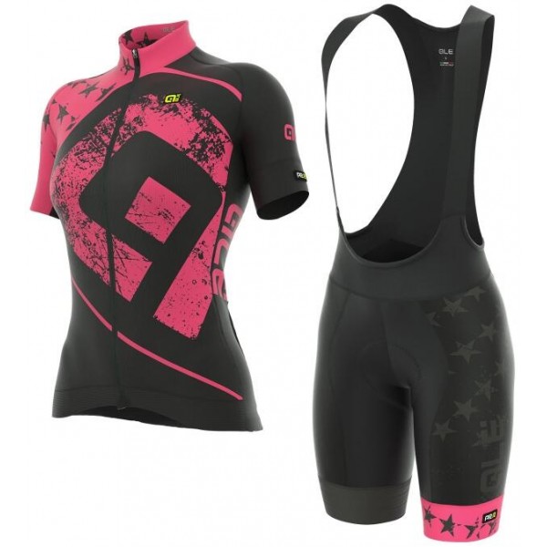 ALE PRR STARS Dames PINK Wielerkleding Set Wielershirt Korte+Korte Fietsbroeken Bib