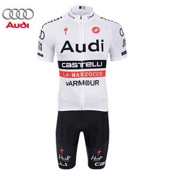 2015 AUDI Wielerkleding Set Wielershirt Korte Mouwen+Fietsbroek Korte Wit