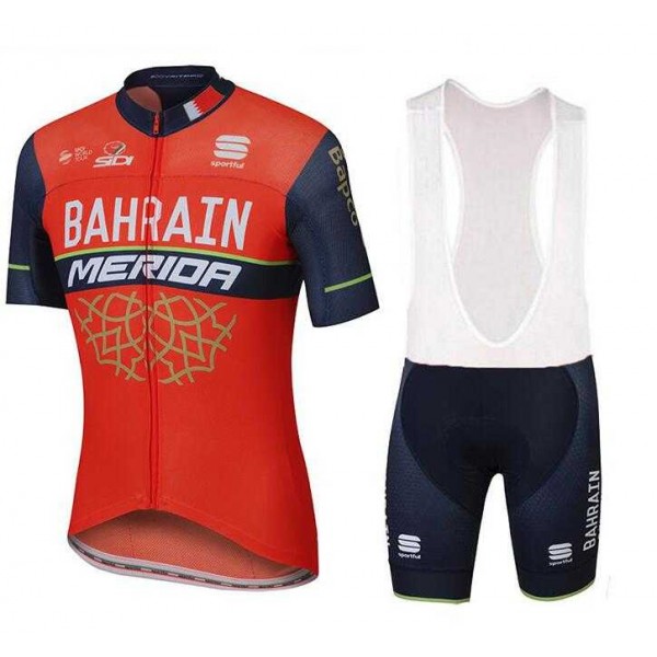 2017 Bahrain Merida Fietskleding Set Fietsshirt Met Korte Mouwen+Korte Koersbroek