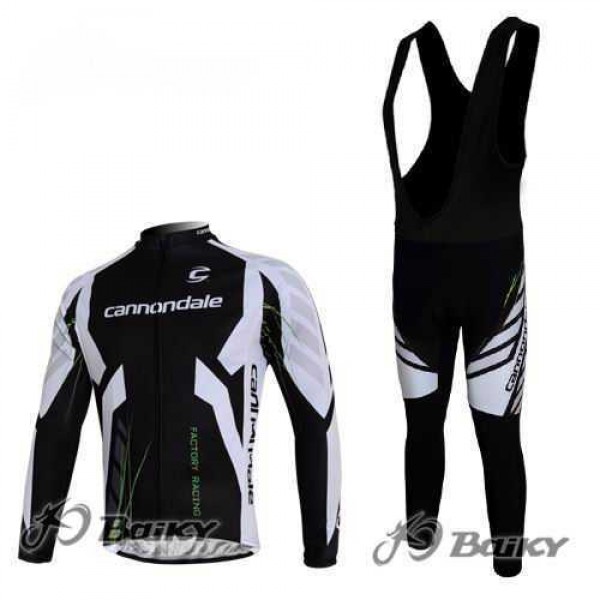 Cannondale Pro Team Wielerkleding Set Wielershirts Lange Mouw+Lange Fietsbroeken Bib Zwart Wit