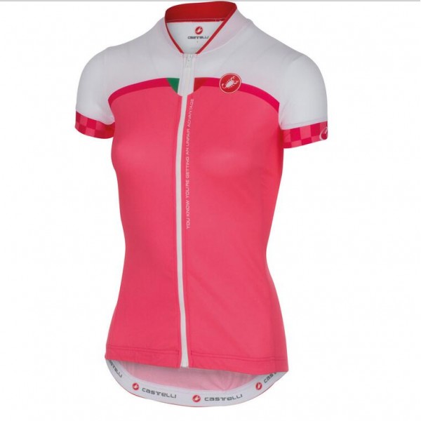 2016 Castelli Vrouwen Duello Wielershirt Korte Mouw Roze