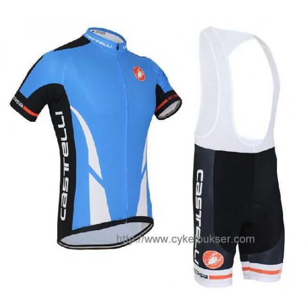 Castelli Climber Fietskleding Set Fietsshirt Met Korte Mouwen+Korte Koersbroek Blauw