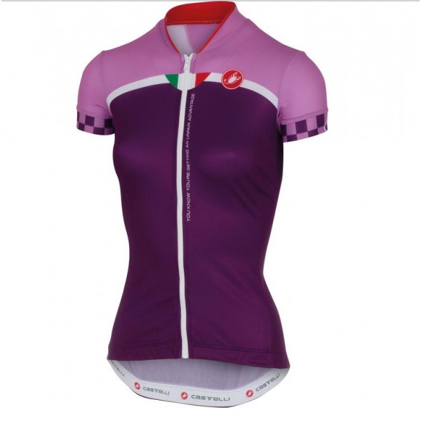 2016 Castelli Vrouwen Duello Wielershirt Korte Mouw Purper