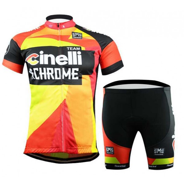 2015 Cinelli Chrome Pro Team Wielerkleding Set Wielershirt Korte Mouwen+Fietsbroek Korte