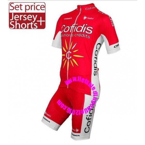 2016 Fietskleding Wielershirt Cofidis Korte Mouwen+Fietsbroek Bib