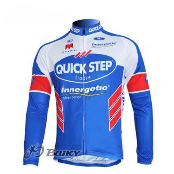 Omega Pharma-Quick Step Innergetic Wielershirts Lange Mouwen Blauw Wit