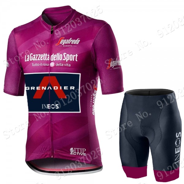Purple Giro D'italia 2021 Ineos Grenaider Fietskleding Fietsshirt Korte Mouw+Korte Fietsbroeken ASPLKI
