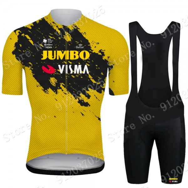 New Jumbo Visma 2021 Team Fietskleding Set Wielershirts Korte Mouw+Korte Fietsbroeken Bib 95p7Pi