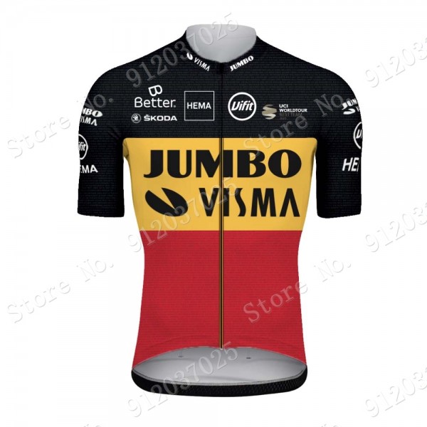 Jumbo Visma Belgium 2021 Team Wielerkleding Fietsshirt Korte Mouw MS1CVV