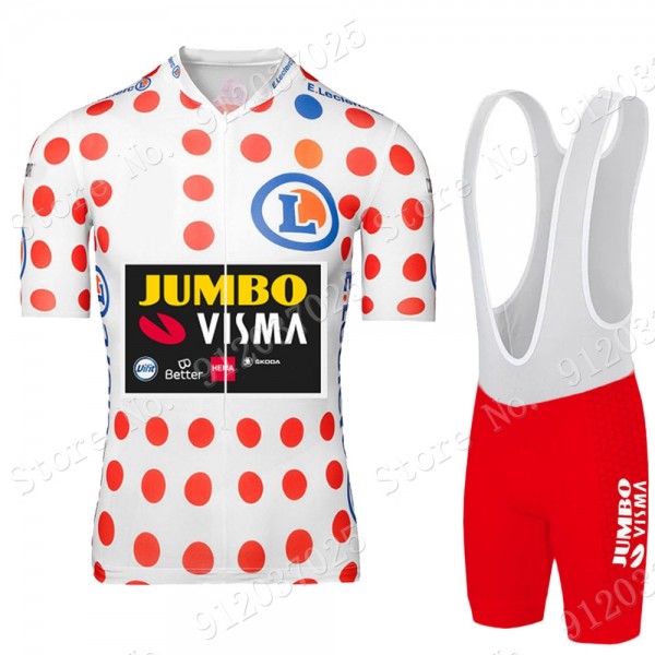 Polka Dot Jumbo Visma Tour De France 2021 Team Fietskleding Fietsshirt Korte Mouw+Korte Fietsbroeken ON10DP