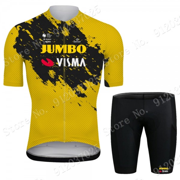 New Jumbo Visma 2021 Team Wielerkleding Fietsshirt Korte Mouw+Korte Fietsbroeken QYK6qk