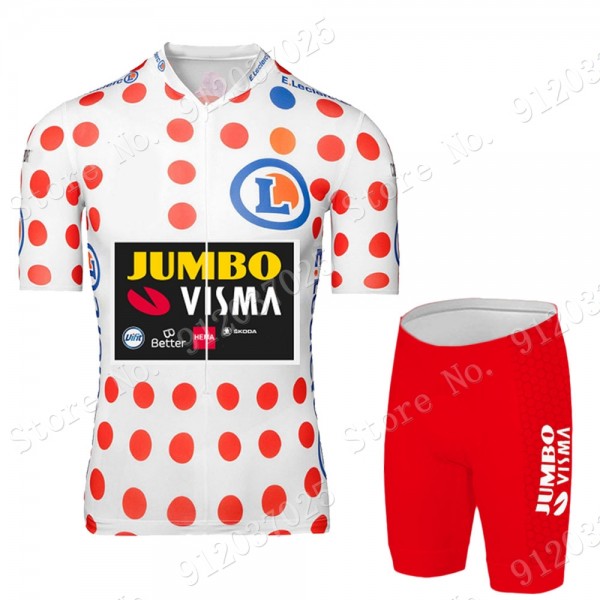 Polka Dot Jumbo Visma Tour De France 2021 Team Fietskleding Set Wielershirts Korte Mouw+Korte Fietsbroeken Bib BBE8mE