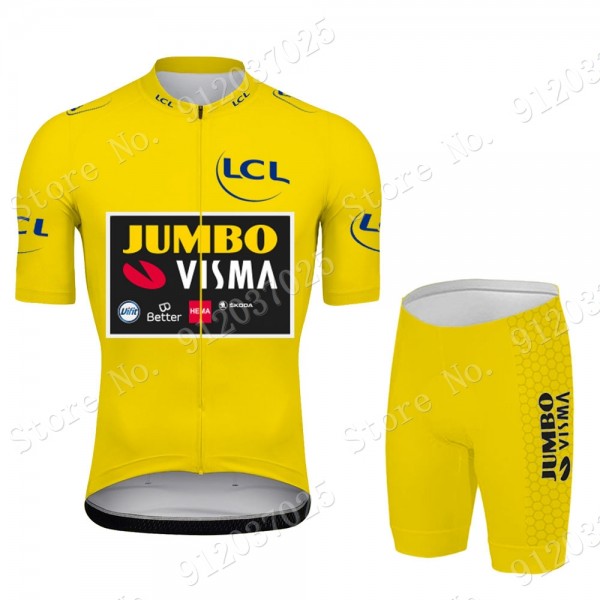 Green Jumbo Visma Tour De France 2021 Team Fietskleding Fietsshirt Korte Mouw+Korte Fietsbroeken MXIwW1