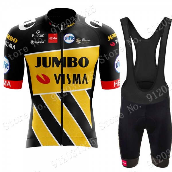 New Style Jumbo Visma 2021 Team Fietskleding Set Wielershirts Korte Mouw+Korte Fietsbroeken Bib RgVqq6