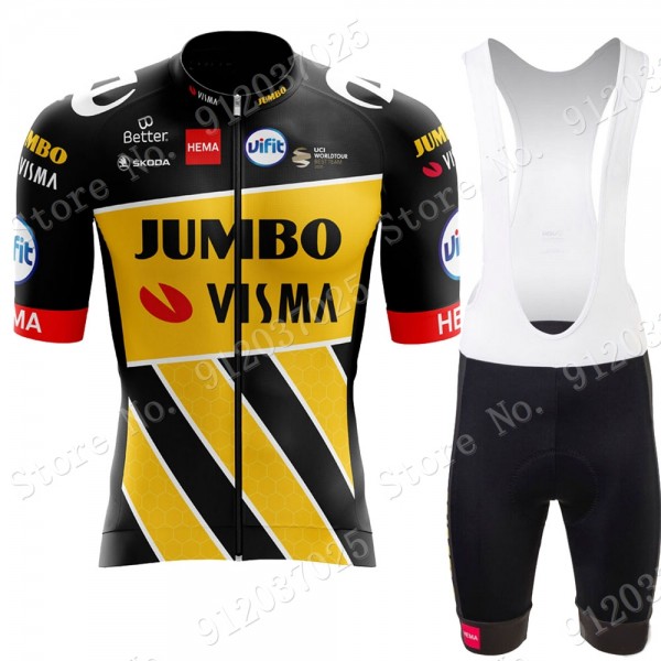 New Style Jumbo Visma 2021 Team Fietskleding Set Wielershirts Korte Mouw+Korte Fietsbroeken Bib RxmLxv