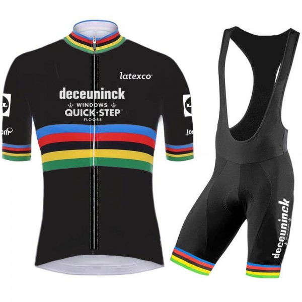 Quick Step Champion Pro 2021 Team Fietskleding Set Wielershirts Korte Mouw+Korte Fietsbroeken Bib B82PNm