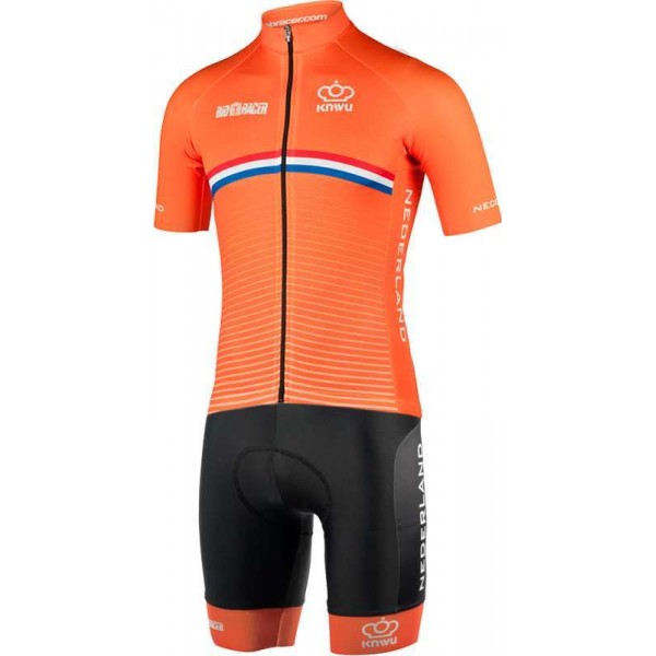 Wielerkleding Profteams 2020 NIEDERLANDE Set Fietskleding Set Wielershirt Korte Mouwen+Fietsbroek Korte Geelarm