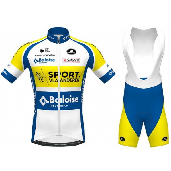 Wielerkleding Profteams 2020 Sport Vlaanderen-Baloise Vermarc Fietskleding Set Fietsshirt Met Korte Mouwen+Koersbroek Korte