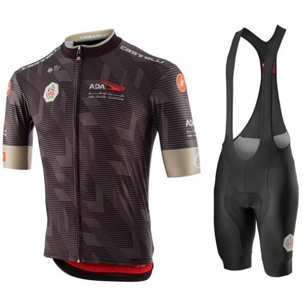 Wielerkleding Profteams 2020 UAE Tour Fietskleding Set Fietsshirt Met Korte Mouwen+Koersbroek Korte Zwart