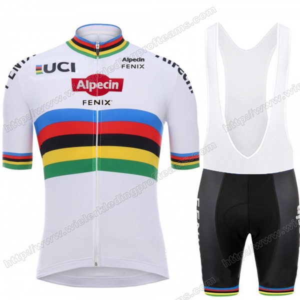 Alpecin Fenix 2020 Wit Fietskleding Set Fietsshirt Met Korte Mouwen+Korte Koersbroek Bib TEMIJ