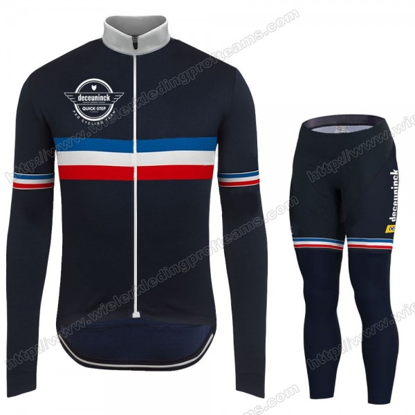 France National 2020 Quick Step World Champion Fietskleding Set Wielershirts Lange Mouw+Lange Wielrenbroek Bib GPPKG