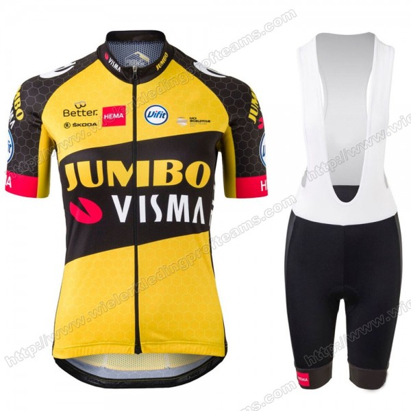Femmes Jumbo Visma Pro Team 2021 Maillot Cyclisme Manche Courte+Fietsbroeken VWYAD