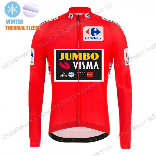 Winter Fleece Jumvo Visma Spanish Pro Team 2021 Wielershirts Lange Mouwen PJJST